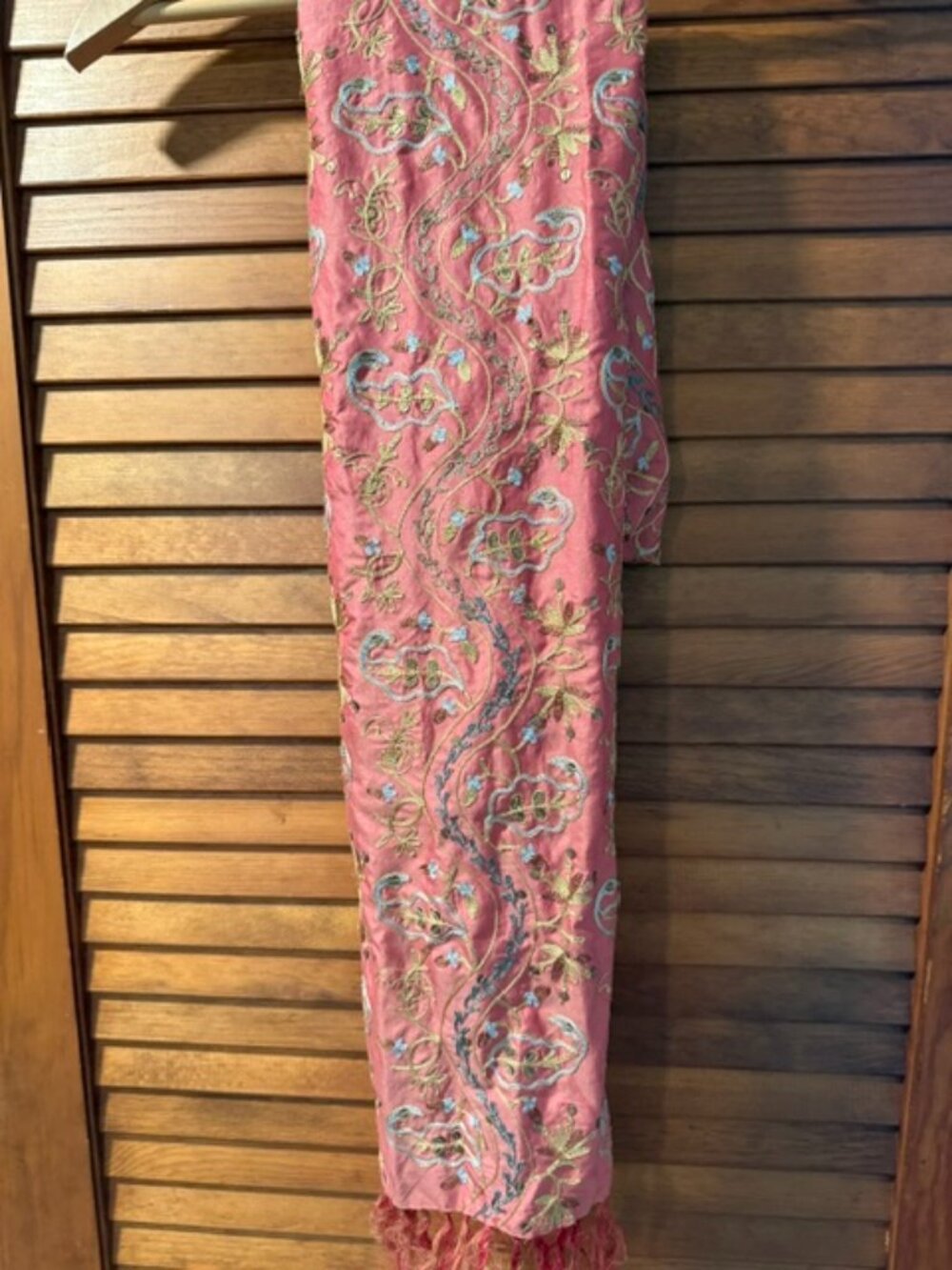 Silk, emroidered, reversible wrap